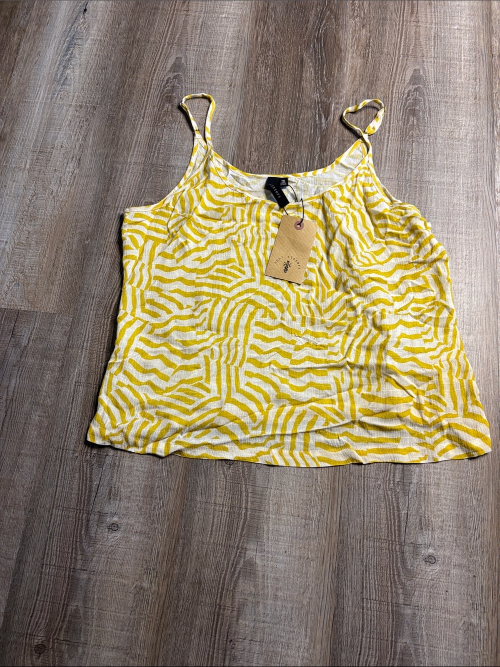 Woman Within Yellow and White Zebra-Print Spaghetti Strap Camisole